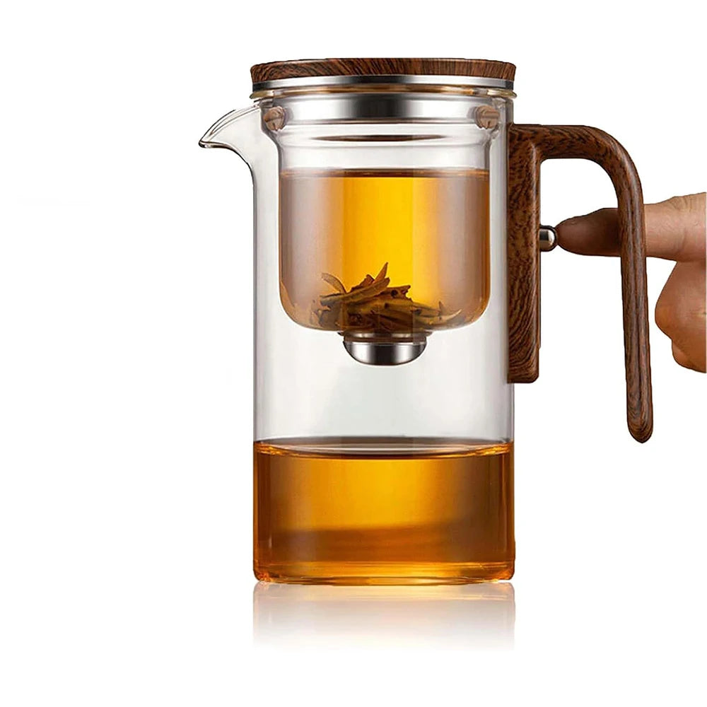 600ML Enchanti Tea Pot Glass Kettle Teapot with Wooden Handle