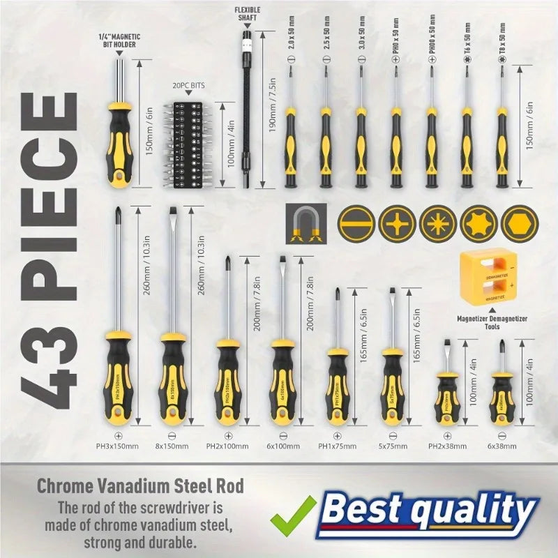 Upgraded Professional Screwdriver Set with Magnetic Bit Holder