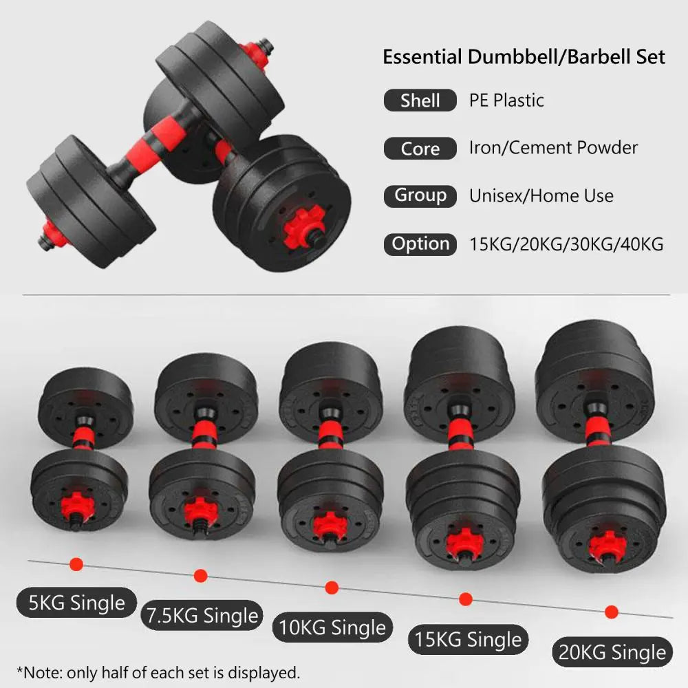 2-in-1 adjustable dumbbell set with bars.
