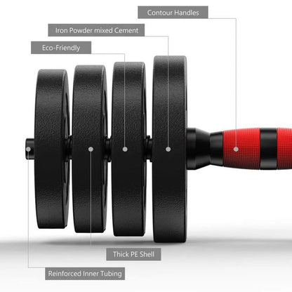 2-in-1 adjustable dumbbell set with bars.