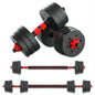 2-in-1 adjustable dumbbell set with bars.