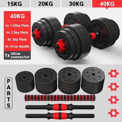 2-in-1 adjustable dumbbell set with bars.