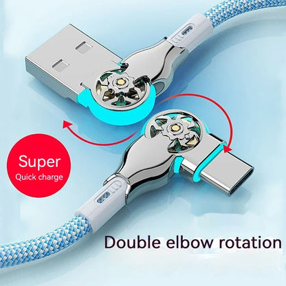 Charging Cable 180 Degree Elbow Rotation USB A