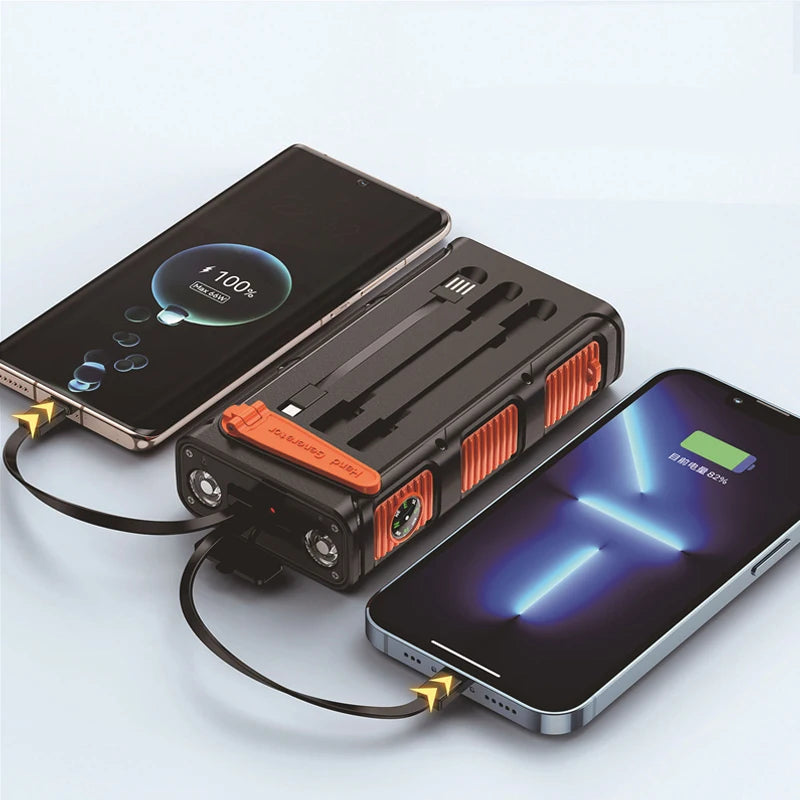 Hand Crank Solar Power Bank USB C Fast Charging