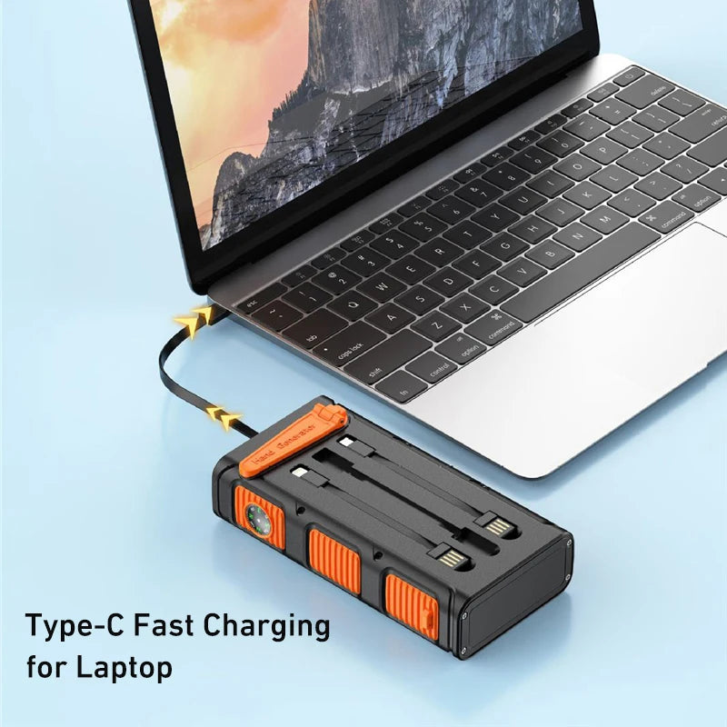 Hand Crank Solar Power Bank USB C Fast Charging