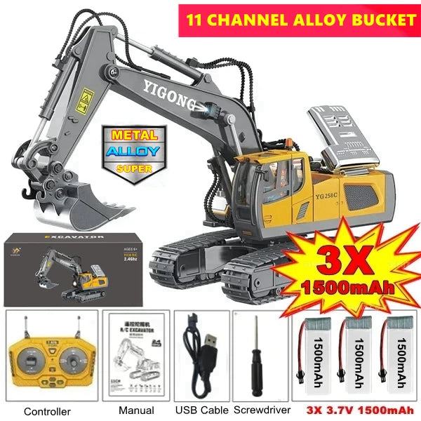 4WD Remote Control Excavator 4x4 Alloy Dump
