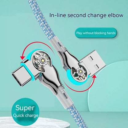 Charging Cable 180 Degree Elbow Rotation USB A