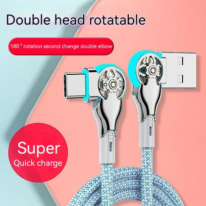 Charging Cable 180 Degree Elbow Rotation USB A