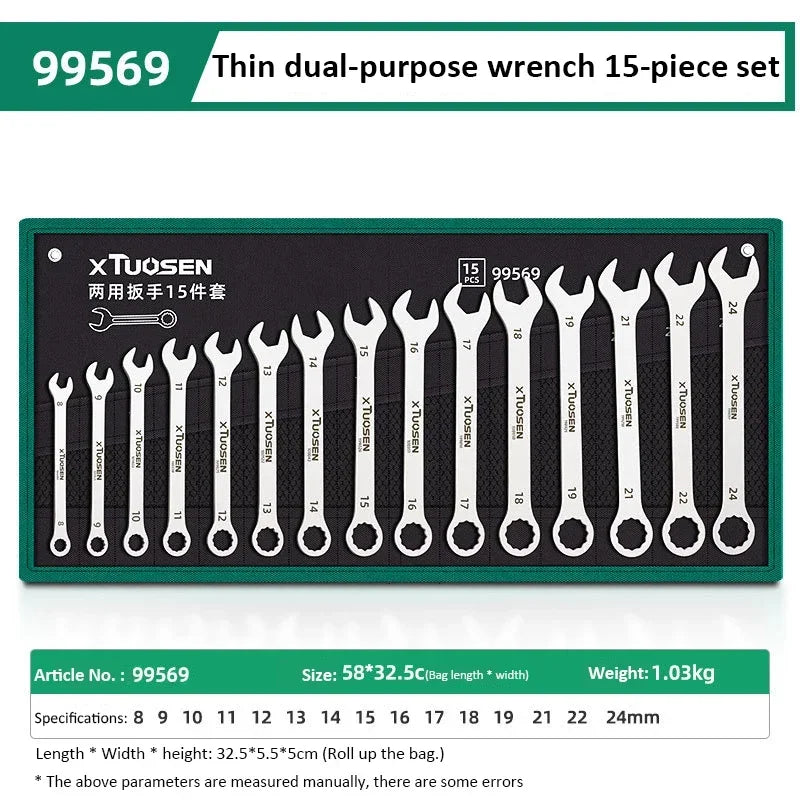 Ultra-thin Open End Wrench Set 6-27mm Ratchet Wrenches Combination