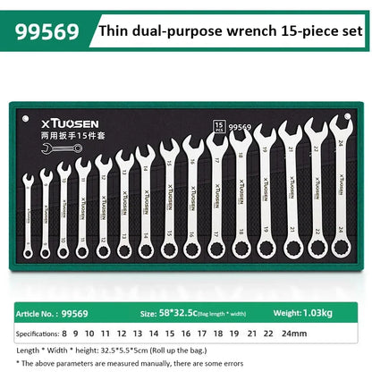 Ultra-thin Open End Wrench Set 6-27mm Ratchet Wrenches Combination